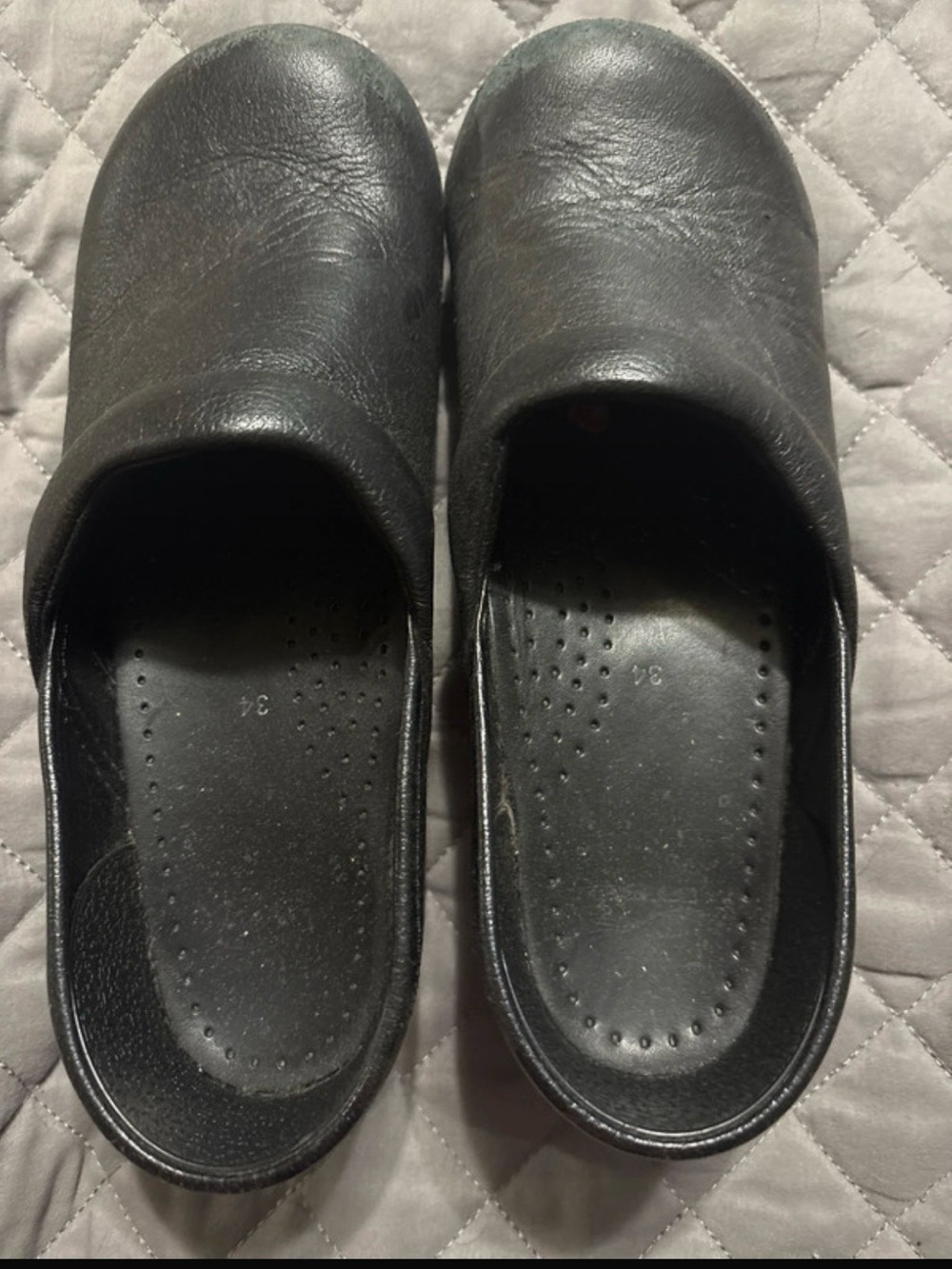 Dansko Black Leather Slip-On Women's Clogs